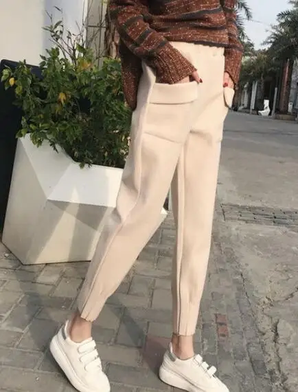 

Women's woolen harem pants loose small feet carrot pants casual pants