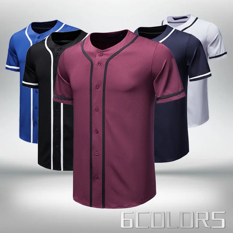 Новая модная мужская бейсбольная футболка на пуговицах уличная одежда в стиле