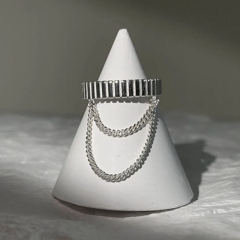 S925silver Многослойные кольца-цепочки в стиле панк Винтажное кольцо-антистресс для