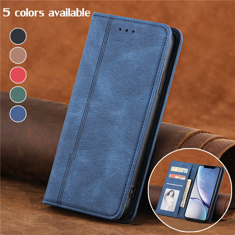 

Magnetic Skin Leather Case For iPhone XS Max XR X 13 12 11 Pro SE 2020 8 7 6 6S Plus Flip Wallet Card Slots Book Cover Phone Bag