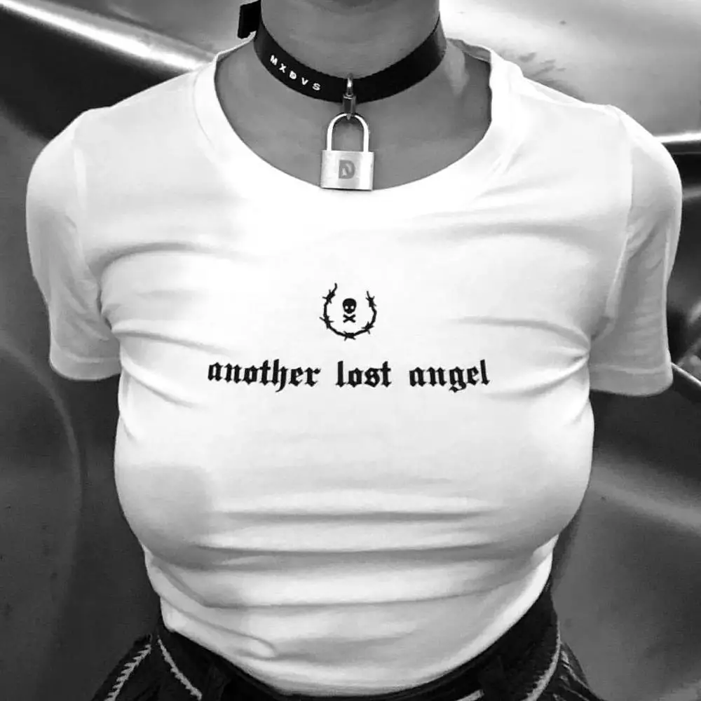 Женская готическая хипстерская футболка с графическим принтом Anker lost angel
