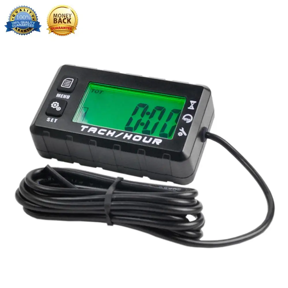 

Hour Meter Digital Inductive Tachometer LCD with for Gasoline Engine ATV UTV Chainsaws Outboards Motor ATV Marine Generator