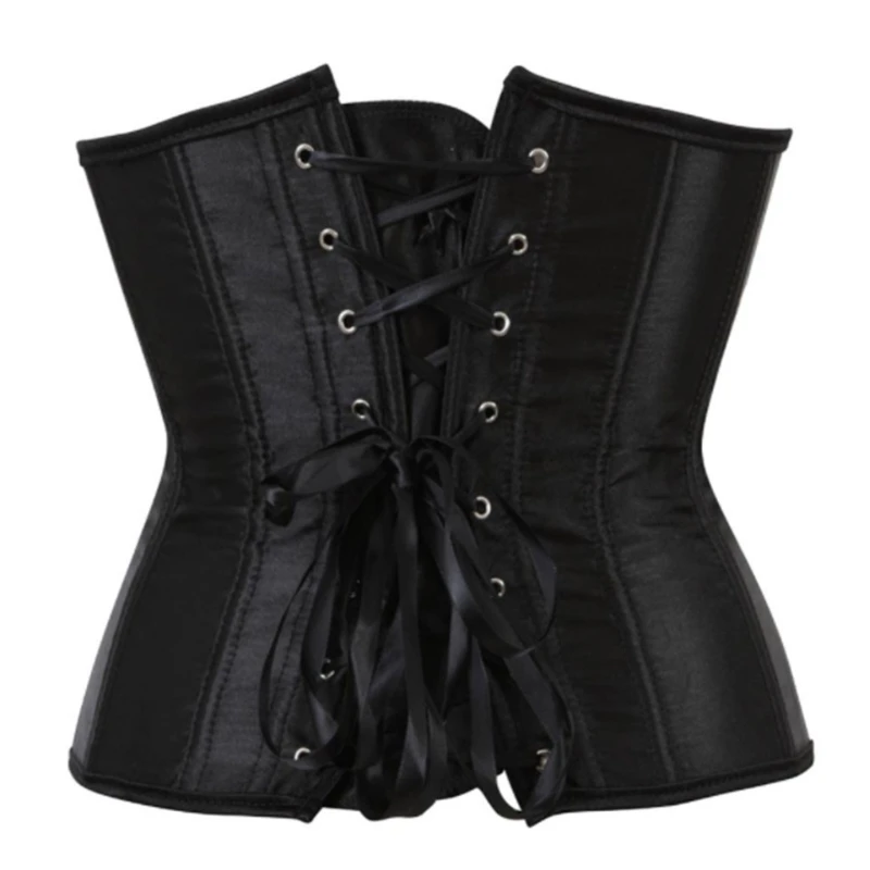 

Women Retro Satin Underbust Corset Waist Cincher Belt Boned Body Shaper Bustier LX9E