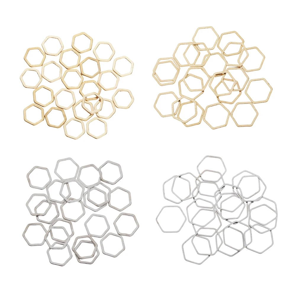 

20 Metal Charms Pendants Earring Dangle Hexagon Rings For DIY Jewelry Making