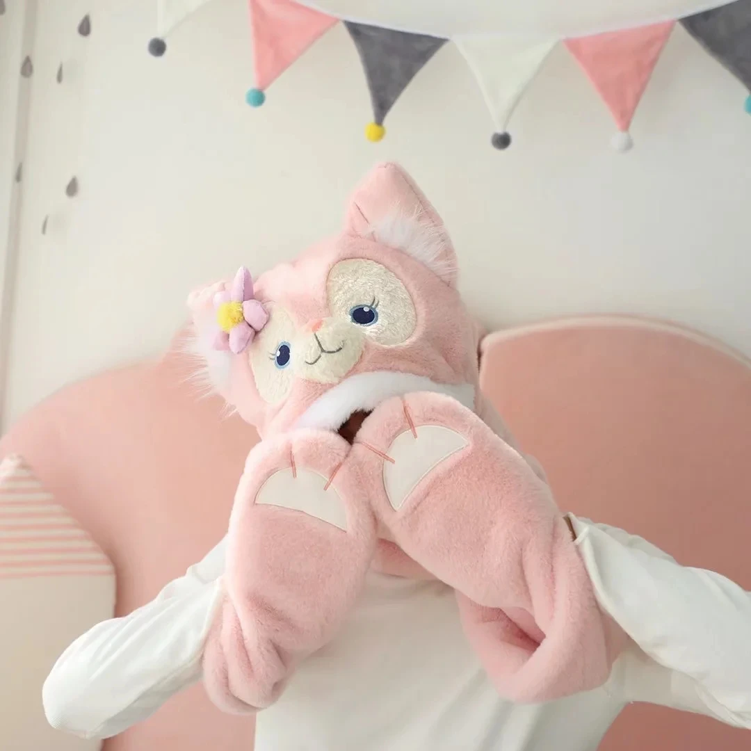 Мультяшная кавайная плюшевая розовая лиса зимняя теплая шапка шарф и перчатки