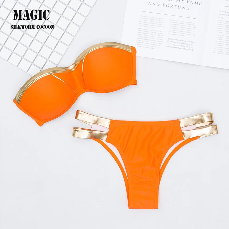 Горячее тиснение твердая сумка высокого качества комплект бикини женский бандо