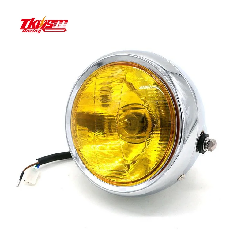 

Wholesale retro motorcycle modified chrome headlight version motorcycle headlight white and yellow two colors