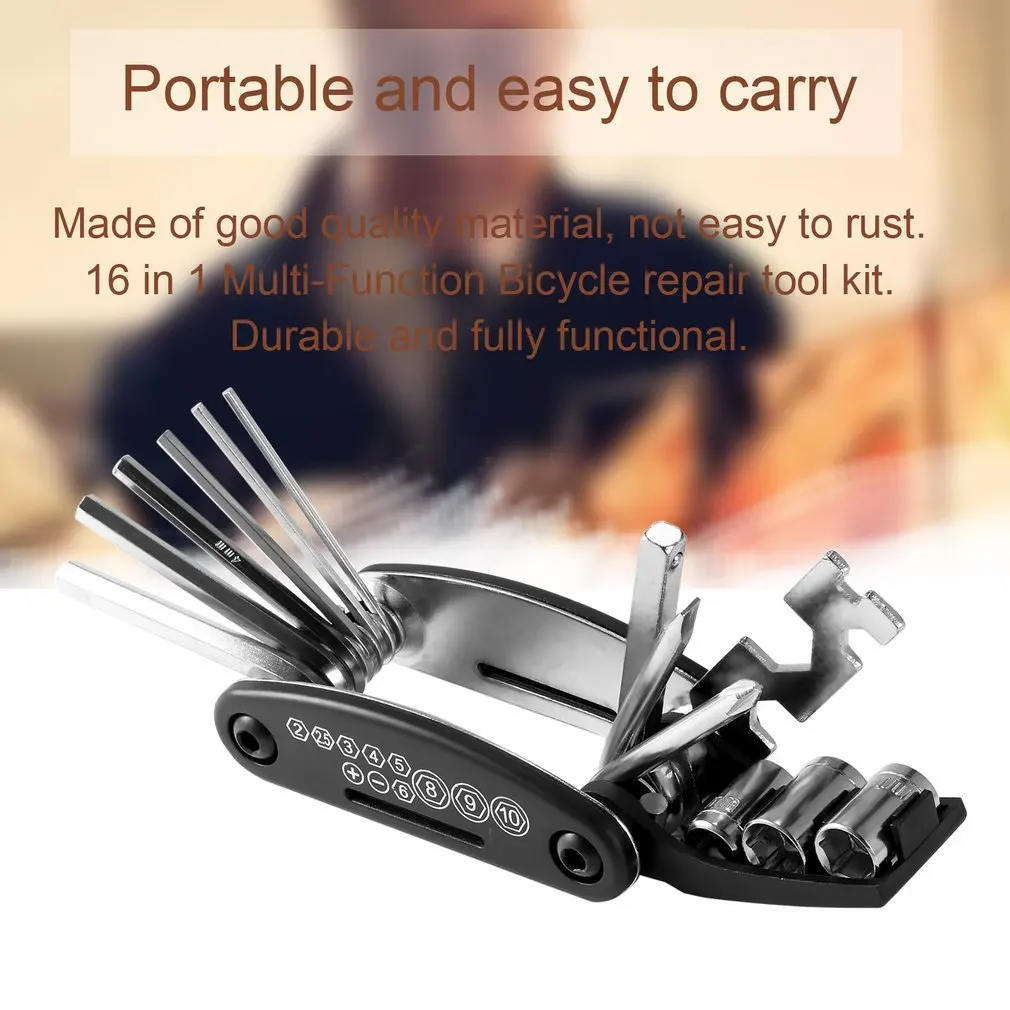 16 in 1/11 in 1 Bicycle Tools Sets Multi Repair Kit Hex Spoke Wrench Screwdriver Carbon Steel Multifunctional Folding Multitools