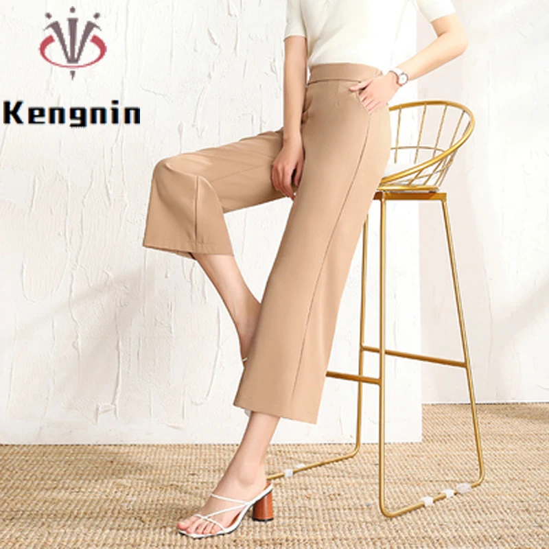 

Женские брюки до щиколотки, Капри KN211, повседневные, офисные, с широкими штанинами, длина до щиколотки, на лето, размера плюс, 4XL