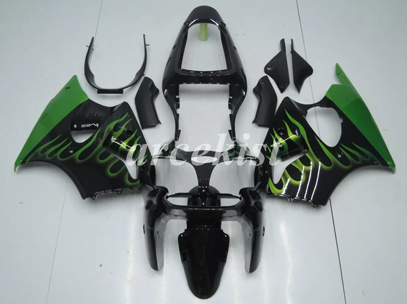 

Новый набор обтекателей для литья под давлением ABS, подходит для kawasaki Ninja ZX6R 2000 2001 2002 00 01 02 636 годов, кузов с зеленым пламенем