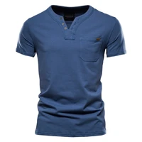 2021 summer top quality cotton t shirt men solid color design v neck t shirt casual classic mens clothing tops tee shirt men