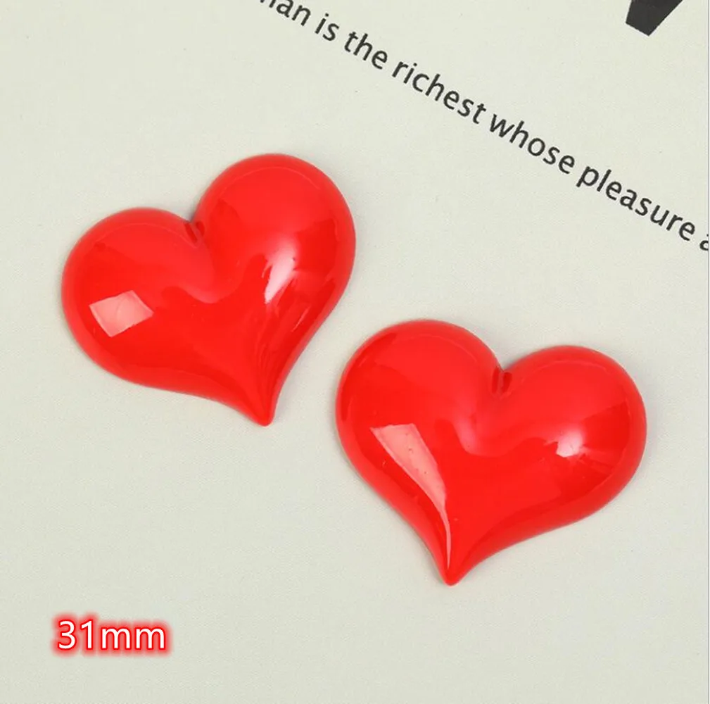 

10Pcs Red Hearts Resin Cabochon Flatback Big Heart Shape Button DIY Scrapbooking Embellishment Decoration Craft