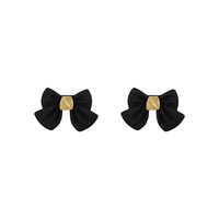 korean fashion elegant black wild bow tie earrings for women 2021 new classic sexy girl jewelry party earrings long accessories