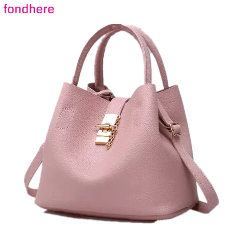

FONDHERE New fashion trend lock bag female bag tote child mother bag soft leather hand bill of lading shoulder cross body bag