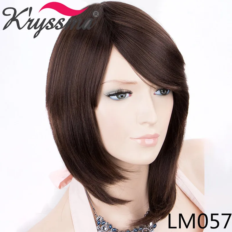 LM057 Krysma черные Искусственные парики для женщин коричневый короткий боб парики с челкой Полный машинный парик косплей Термостойкое волокно - Цвет: LM057