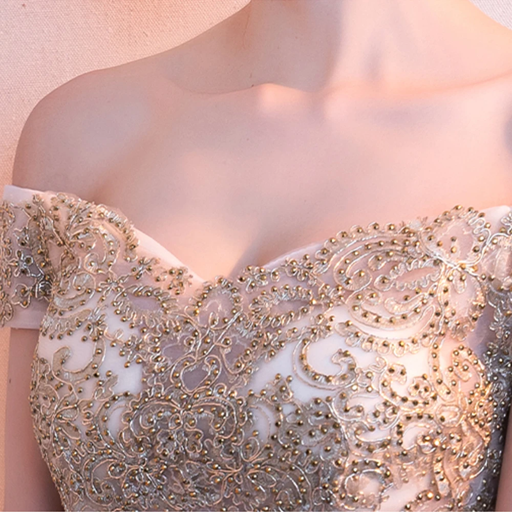 Женское вечернее платье элегантное с вырезом лодочкой вышивкой и блестками