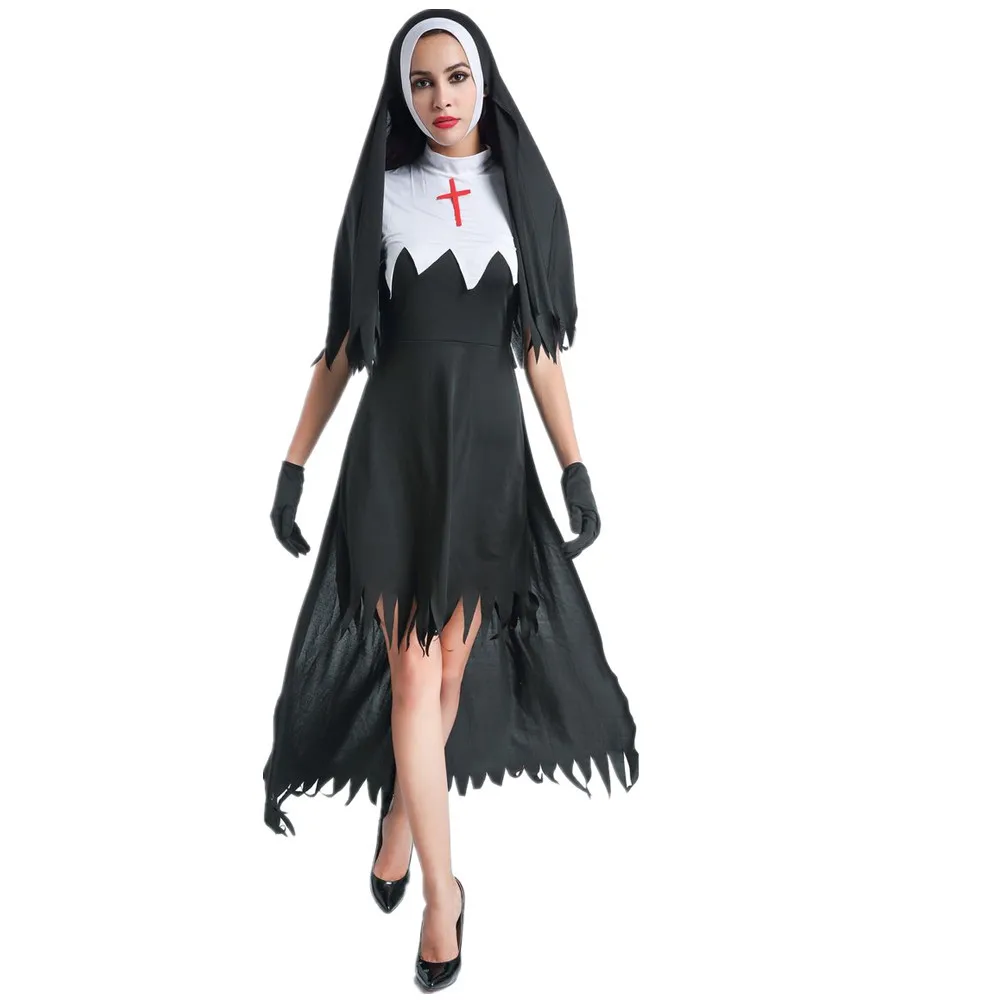 Горячая Арабская одежда черная сексуальная католическая монах косплей платье