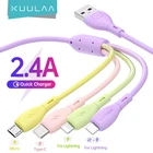 KUULAA 4 в 1 взаимный обмен данными между компьютером и периферийными устройствами зарядный кабель с разъемом Micro USB Type-C для 2.4A для быстрой зарядки и передачи данных Sysn кабели для iPhone мобильный телефон зарядное устройство шнур провод