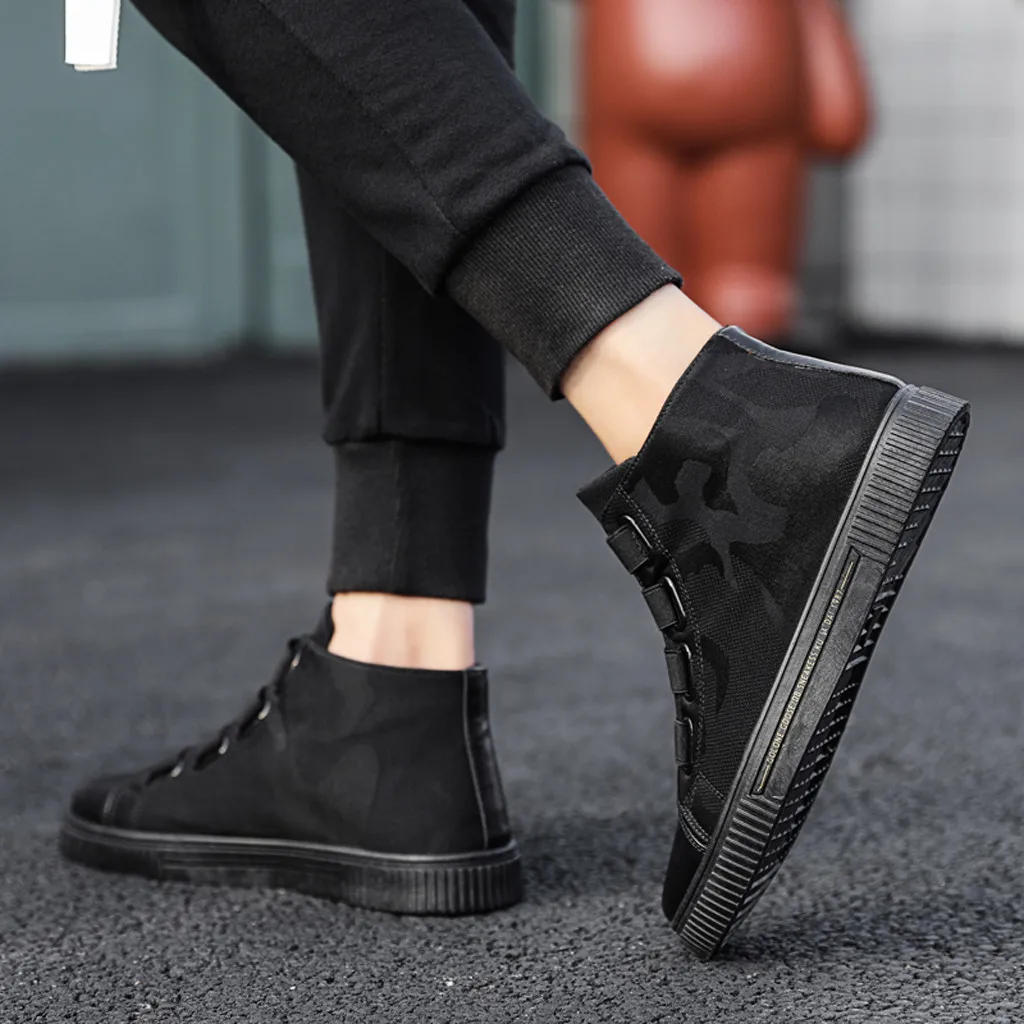 Модные ботинки мужские однотонные высокие дикая Нескользящая повседневная