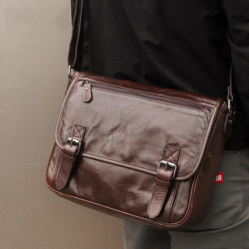 New Arrivals crossbody bags for men genuine leather men messgenger bags shoulder bags leather luxury designer bag 13 inch