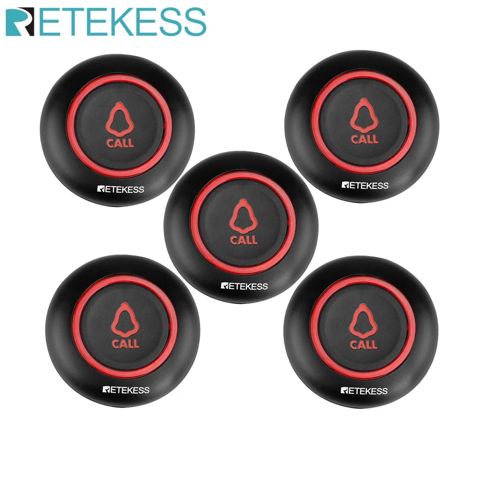 5pcs RETEKESS TD019 433.92MHz Call Button Transmitter Wireless Pager For Waiter Service Restaurant Cafe Hookah Clinic