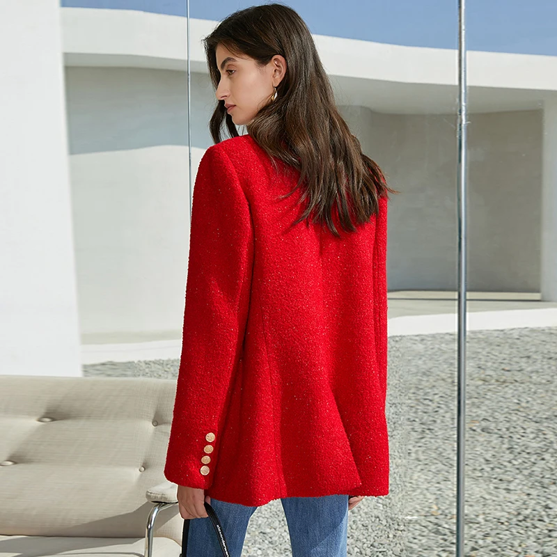 

SISPELL Patchwork Buttons Women's Blazer Coat Lapel Collar Long Sleeve Solid Color For Female Casual Coats Fashion Autumn 2020