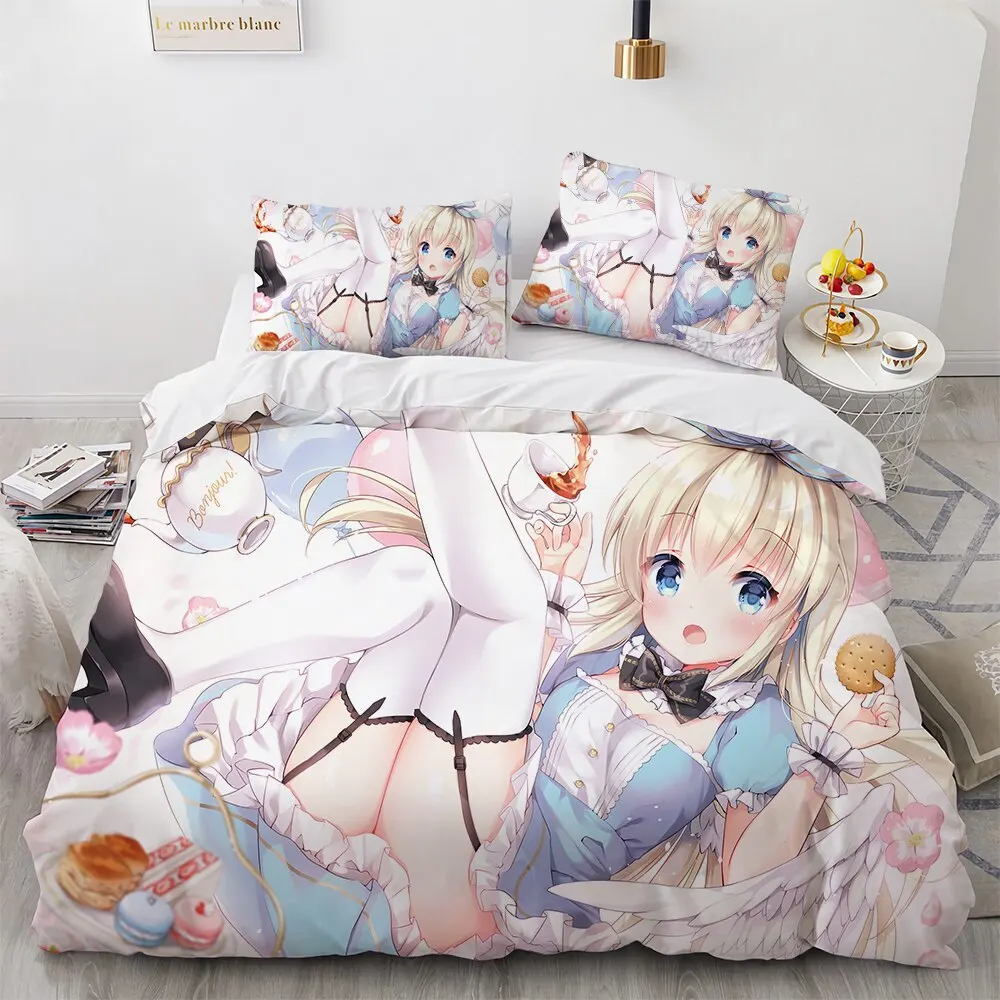 

Kawaii Anime Bedding Set For Girl Woman Bedroom Comefortable Duvet Cover Soft Bedspreads For Bed Full Size Quilt Luxury Gift