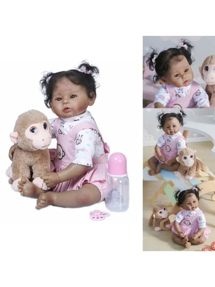 

50cm Realistic Doll Soft Body Vinyl Toddler Babies Lifelike Princess Girl Monkey 203E