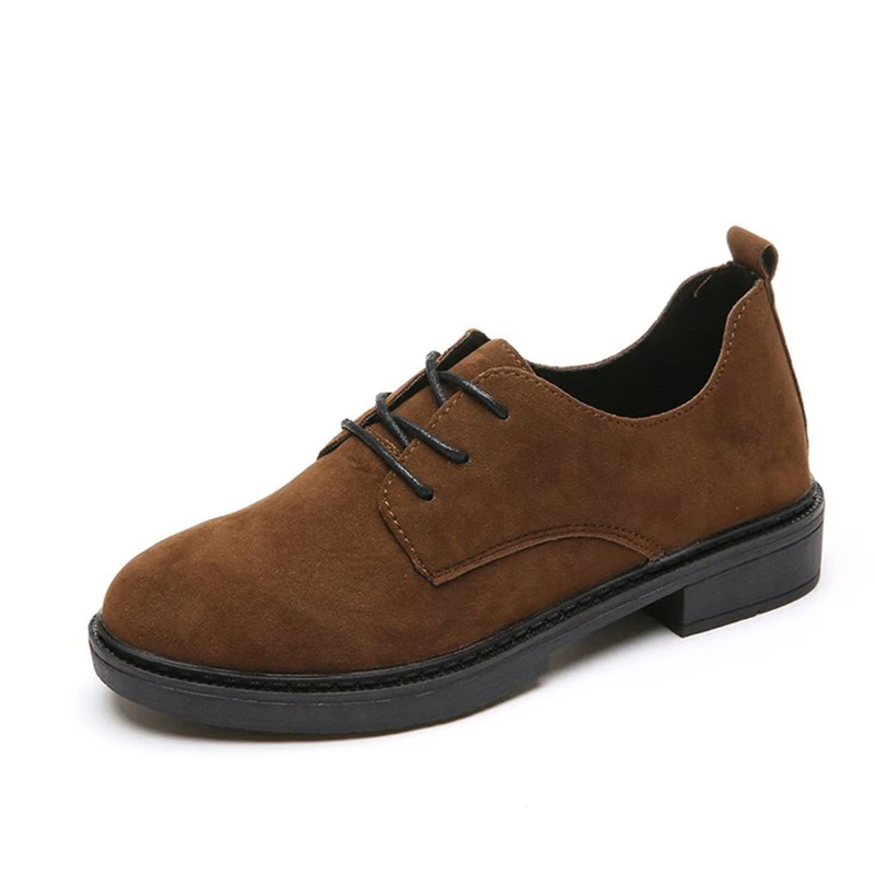 

Autumn Retro Low Heel Shoes Woman Lace Up Suede Female Platfrom Comfortable Elegant Ladies Fashion Classic Footwear