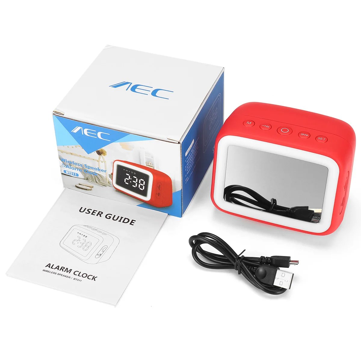 

Mirror LED Alarm Clock Multi FM Radio Wireless 5.0 bluetooth Music Player Electronic Digital Table Clock Alarm Support TF USB