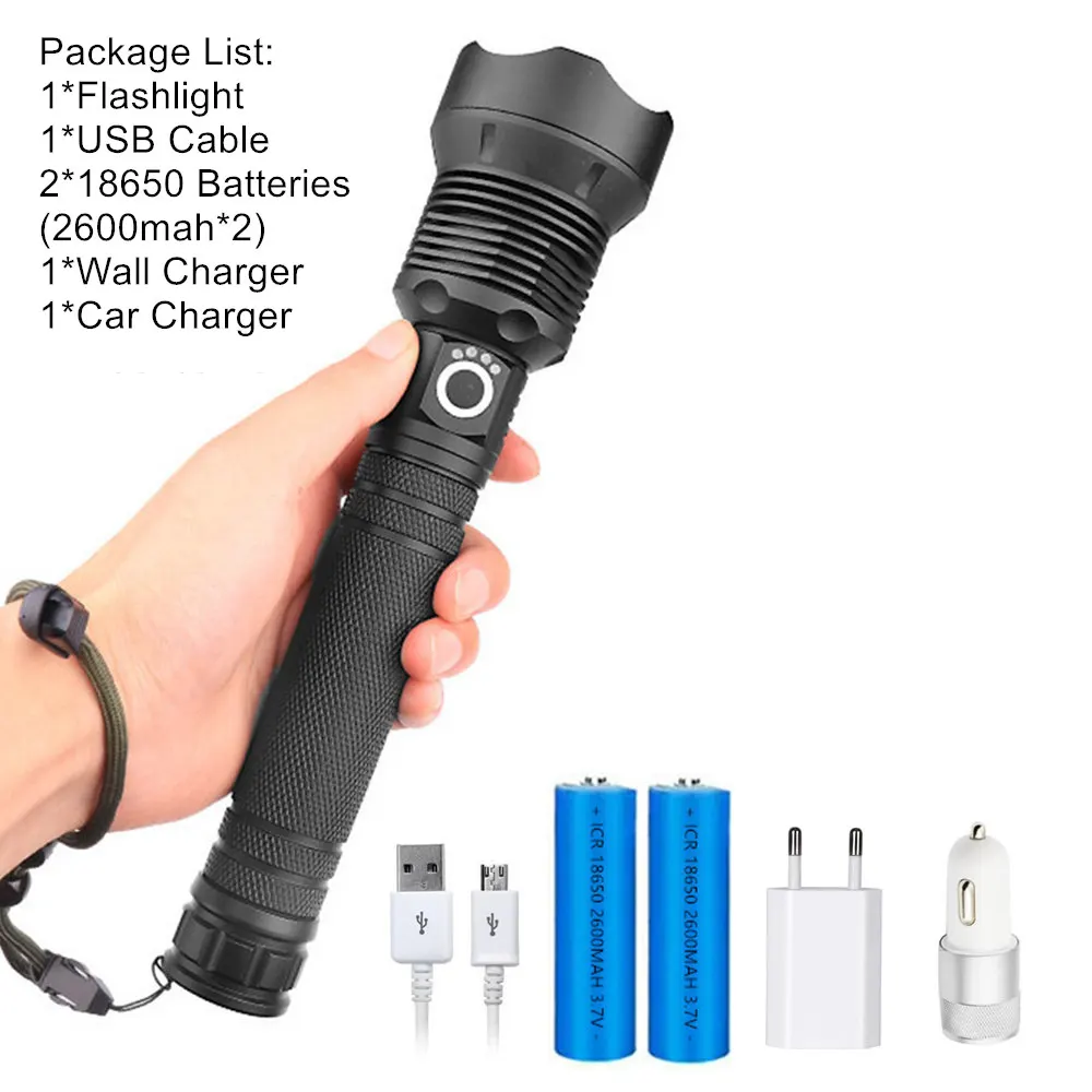 Package C Тактический USB фонарь xhp70.2 мощный фонарик перезаряжаемый Zoom СВЕТОДИОДНЫЙ Фонарь xhp70 18650 или 26650 Аккумулятор для кемпинга - Испускаемый цвет: Package C