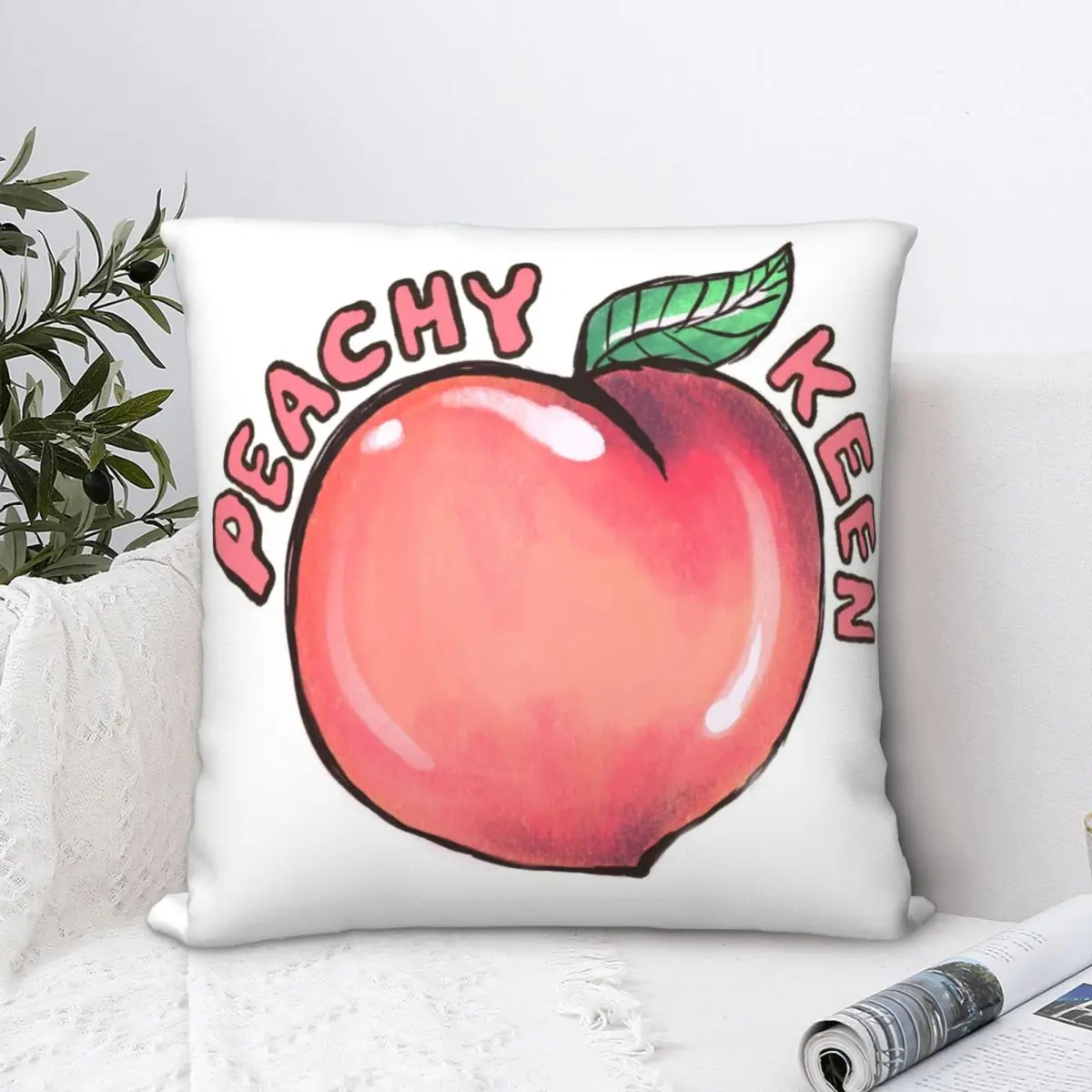 

Peach Square Pillowcase Cushion Cover Spoof Zip Home Decorative Polyester Throw Pillow Case for Bed Nordic 45*45cm