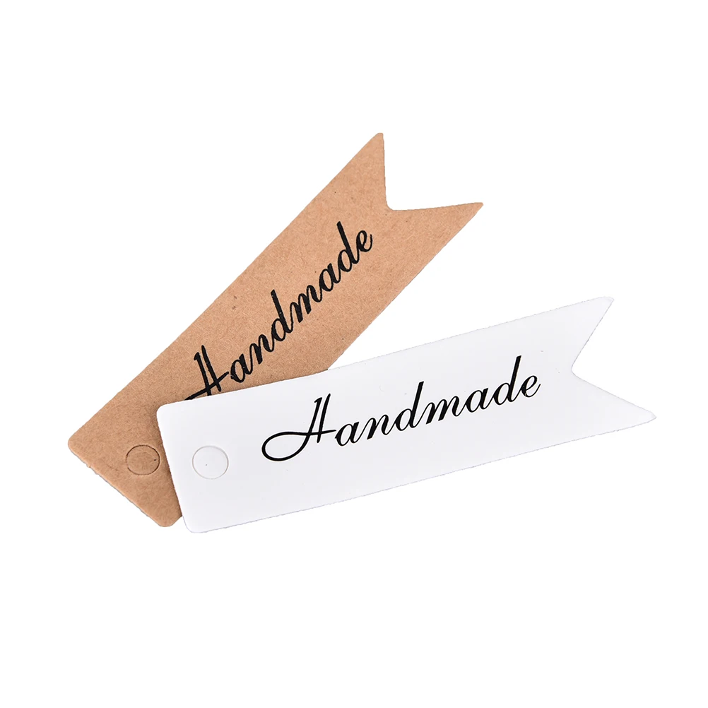 

100PCS Handmade Hang Tag Kraft Paper Tags Thank You Gift Tag Labels Packaging Tags for DIY Wedding Party Gift Or Candy Tags