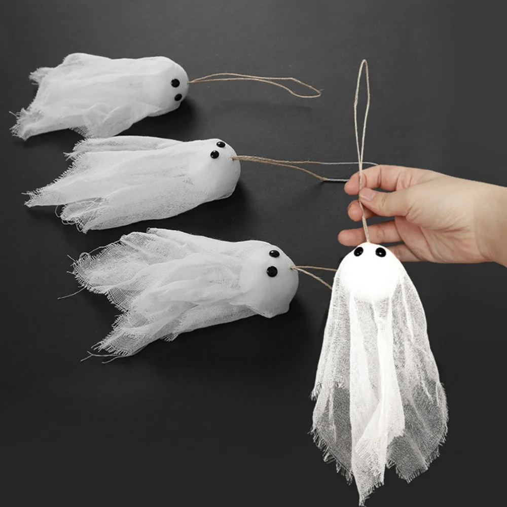 

1 Set 12pcs Props Horror Ghost Head with Eyes White Ghost Pendant Haunted House Decoration (White)