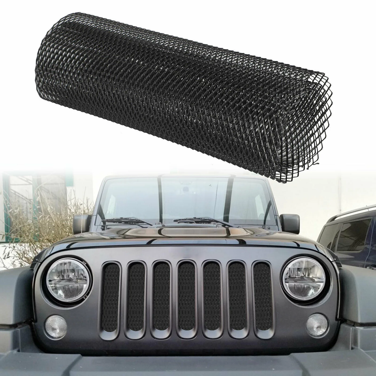 

40''x13'' Universal Aluminum Mesh Grill Cover Car Bumper Fender Hood Vent Grille Net Black Accessories For VW Golf Bmw Renault