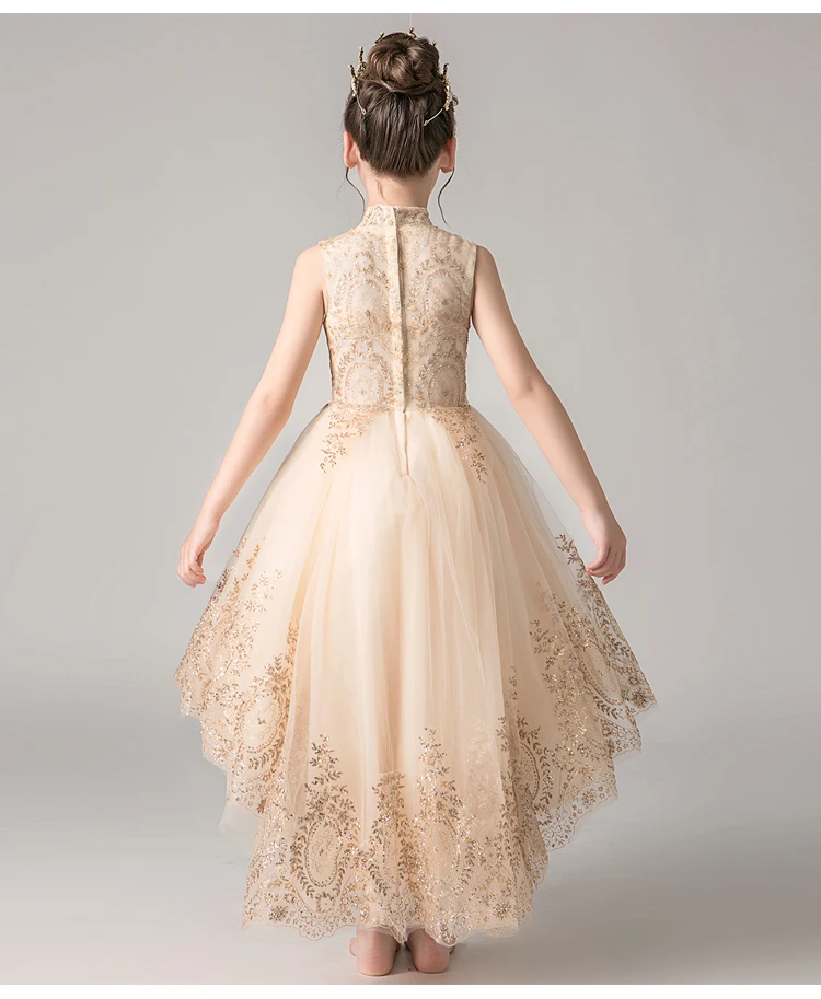 Children's Princess Dress Kids Wedding Flower Girl Evening Clothes Golden Sequins Party Baby Baptism Pageant Gown | Детская одежда