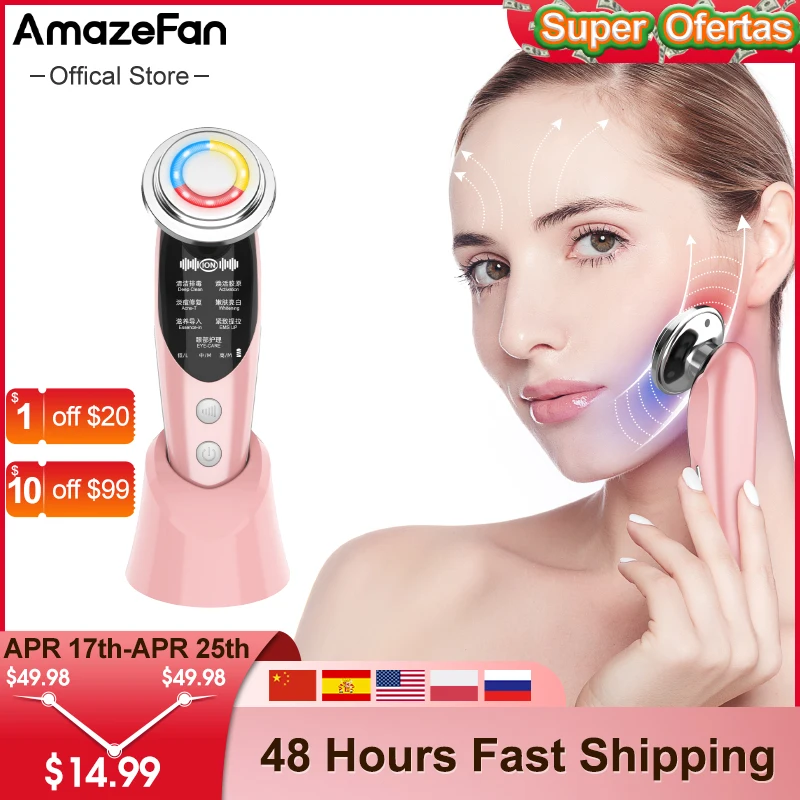aliexpress - AmazeFan7in1RF&EMS Radio Mesotherapy Electroporation lifting Beauty LED Face Skin Rejuvenation Remover Wrinkle Radio Frequency