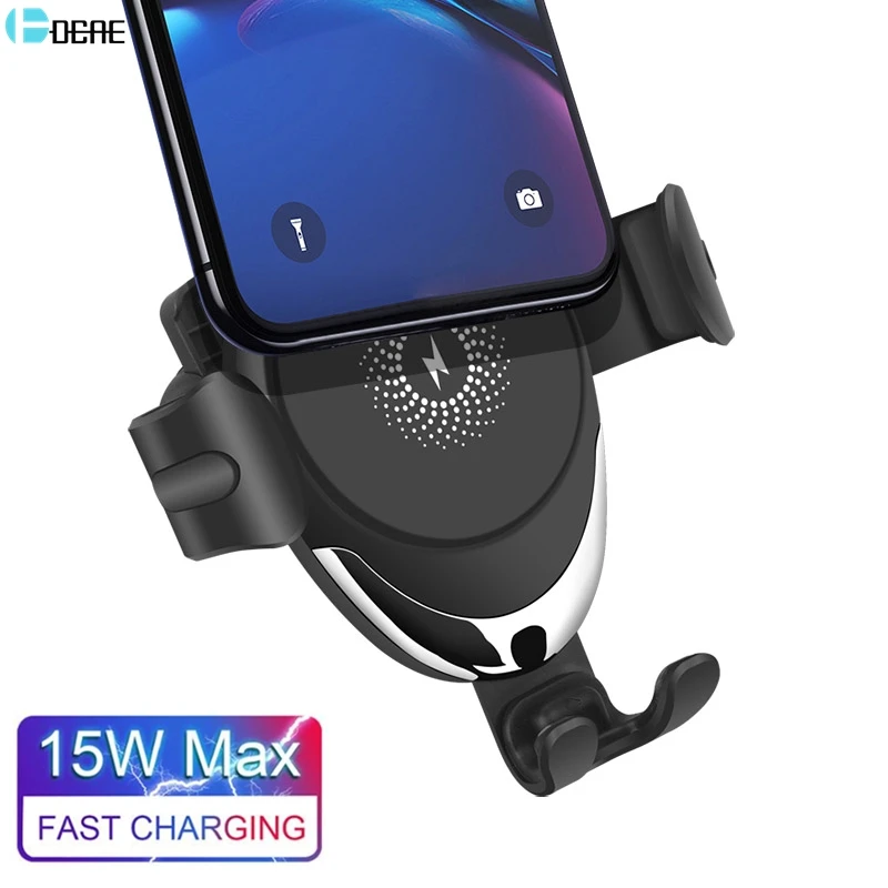 DCAE Qi Беспроводное Автомобильное зарядное устройство для iPhone 11 Pro XS Max XR X 8 держатель телефона с вентиляционным отверстием 15 Вт Быстрая зарядка для samsung S10 S9