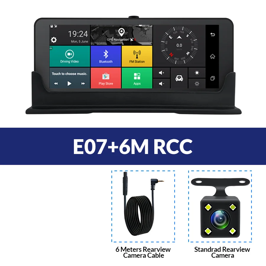 E-ACE E07 4G Dvr gps камера ADAS Android DVR Автоматическая Регистрация с gps навигацией Full HD 1080P видео рекордер две камеры s Vehicele - Название цвета: E07-6M RCC