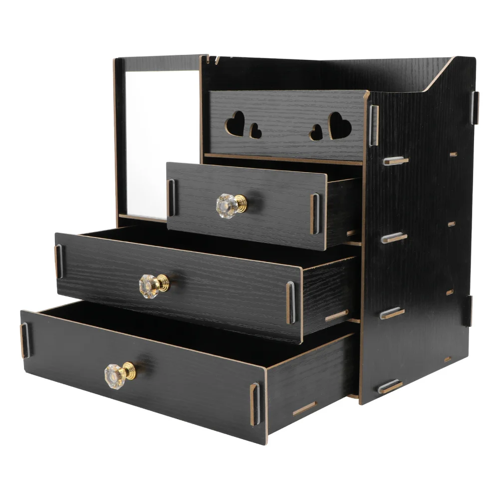 

1pc Mirror Cosmetics Rack Tabletop Cosmetics Organizer Convenient Sundries Box