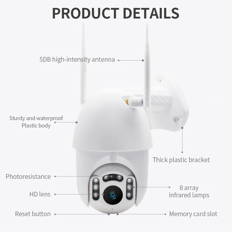 

Waterproof Surveillance RJ45/Wifi Dome CCTV Camera Outdoor PTZ Wireless IP Camera Move Detection Infrared Night Vision