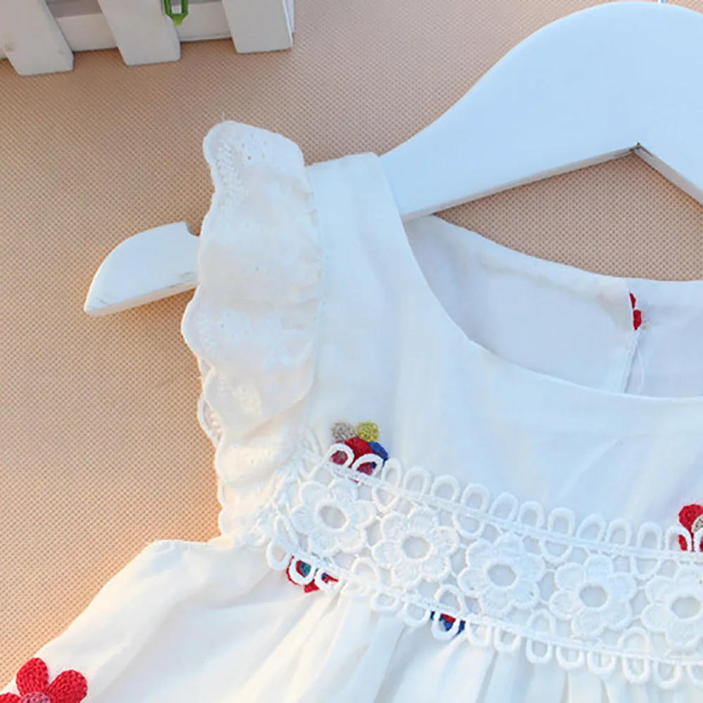 Kids Girl Dress Summer Baby Girls Dresses Floral Strawberry Embroidery Sleeveless Clothing | Мать и ребенок