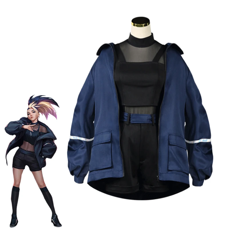 Костюм для косплея по мотивам игры The Rogue Assassin LOL KDA Akali сексуальная одежда куртка