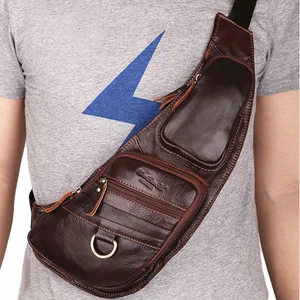 Мужская сумка-мессенджер через плечо, винтажная нагрудная сумка из 100% натуральной воловьей кожи в стиле ретро, с полумесяцем