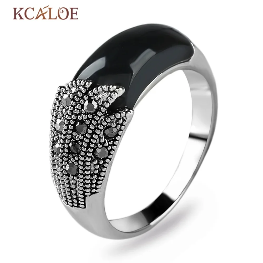 KCALOE зеленый/красный/черный натуральный камень кольцо античное серебро цвет