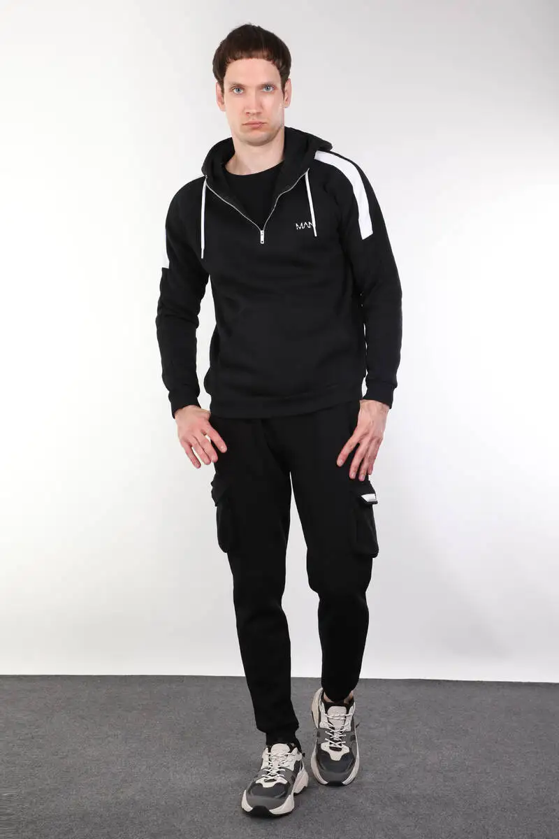 

Black Hooded Raised Runner Mens Sweatshirt