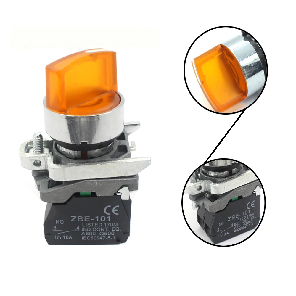 Manhua Управление переключатель XB4-BK25M1 220V 2 Позиция led кнопочный переключатель/стандартной рукоятки Селектор с светильник