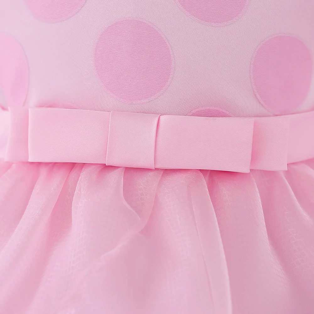 Нарядное платье в горошек с бантом для девочек Детские вечерние платья пачки дня