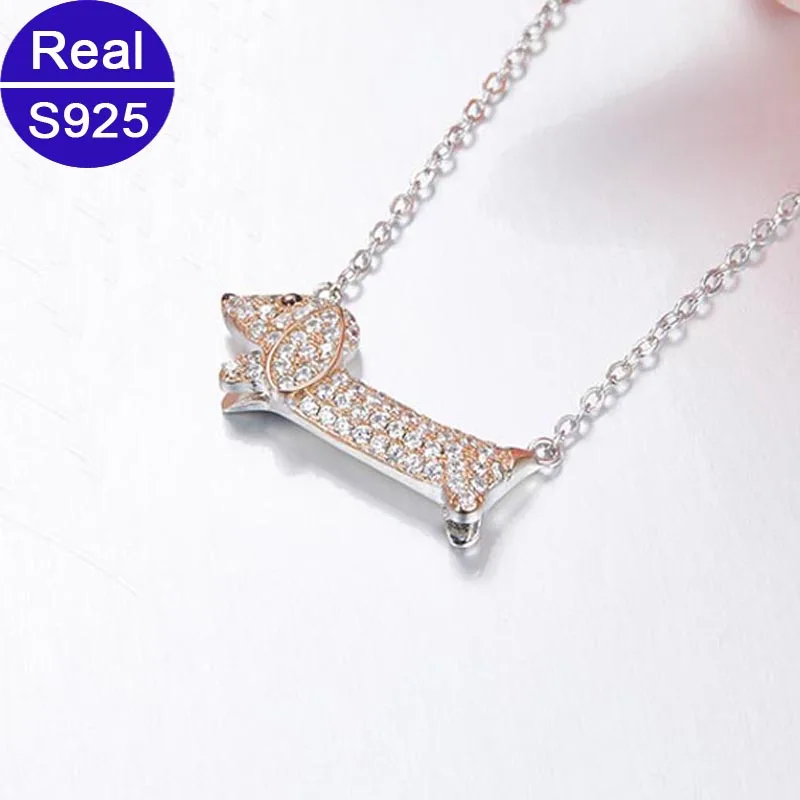

Fashion Cute Animal Dog Pendant 925 Sterling Silver Necklace For Women
