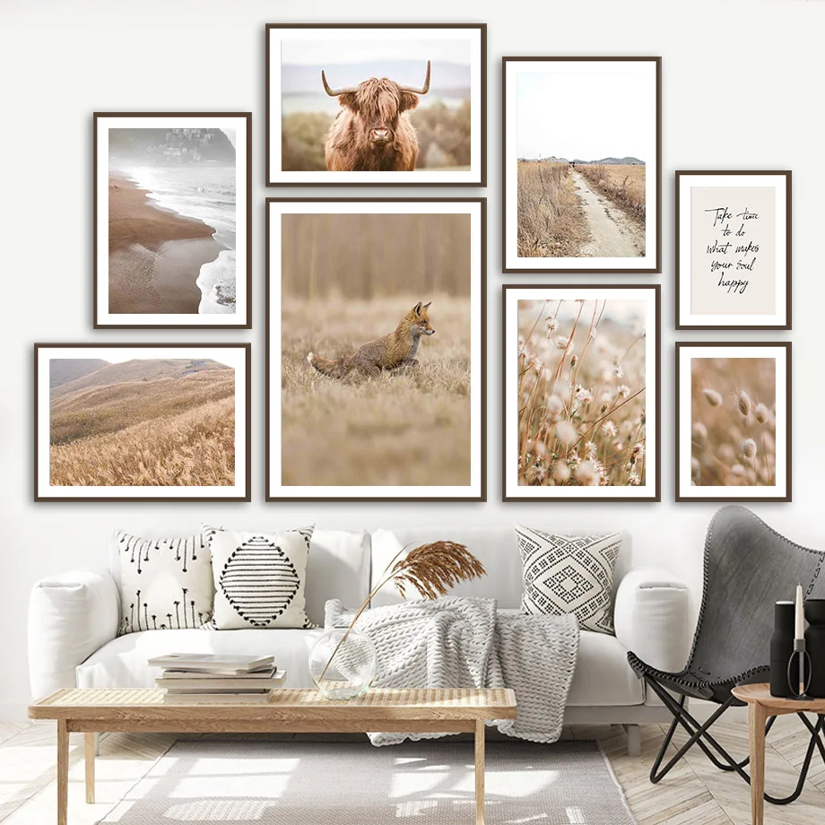 

Oxen Fox Dandelion Hay Beach Mountain Wall Art Canvas Painting Nordic Posters And Prints Wall Pictures For Living Room Decor